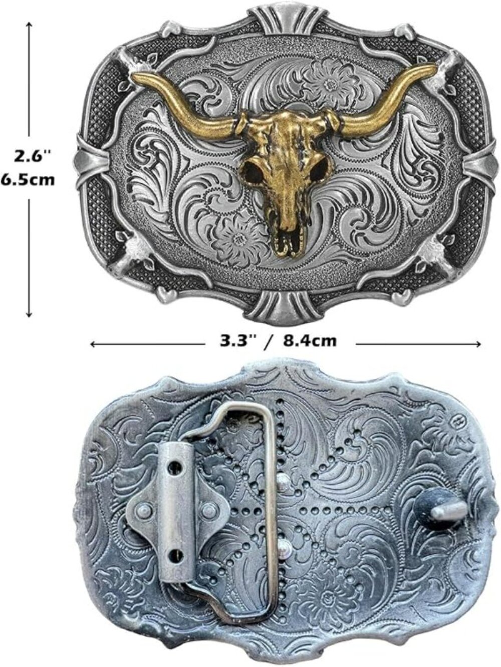 NEW Western Belt Buckle for Men Cowboy Cowgirl Rodeo Steer Longhorn in Gold